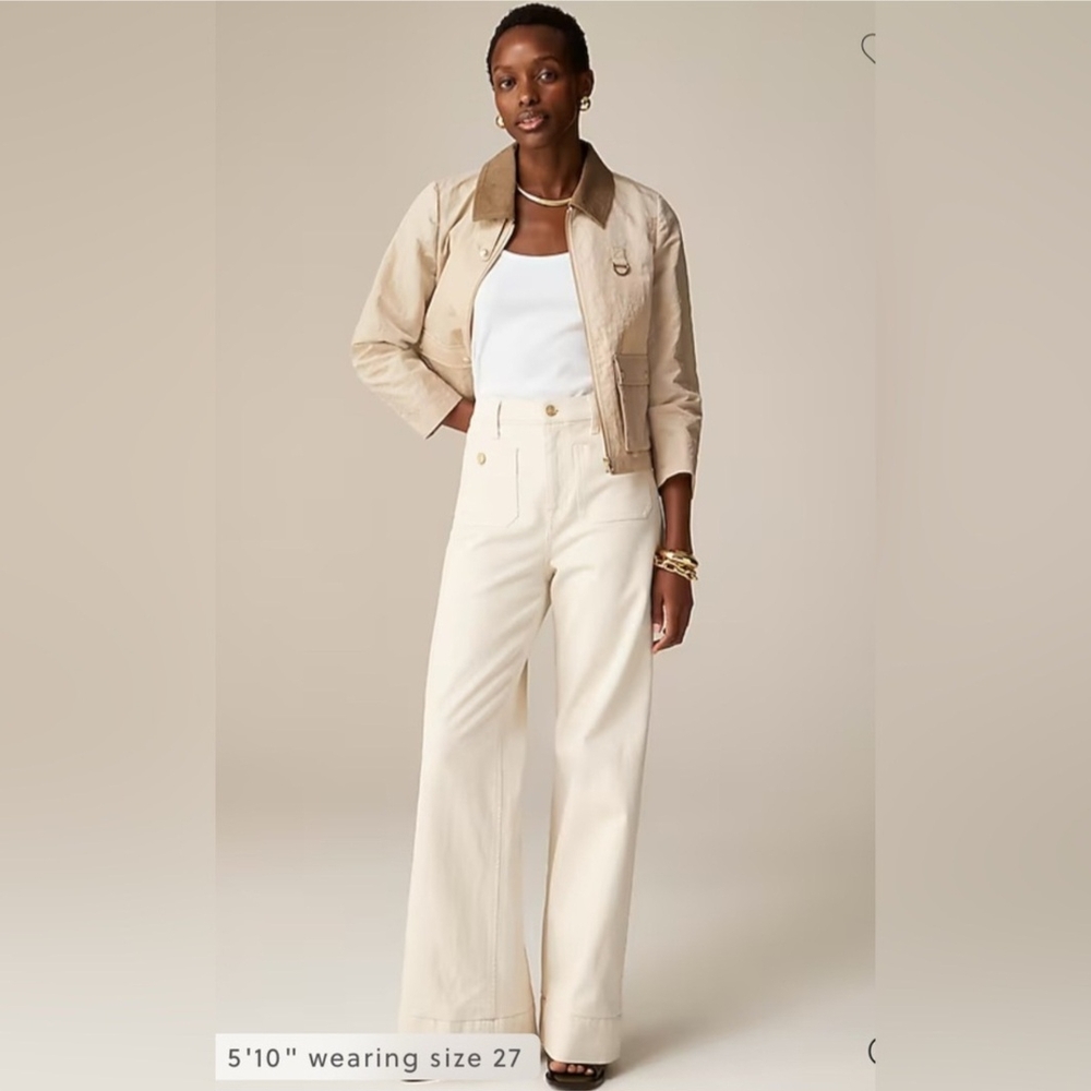 Cream Wide-Leg Trousers with Light Beige Jacket